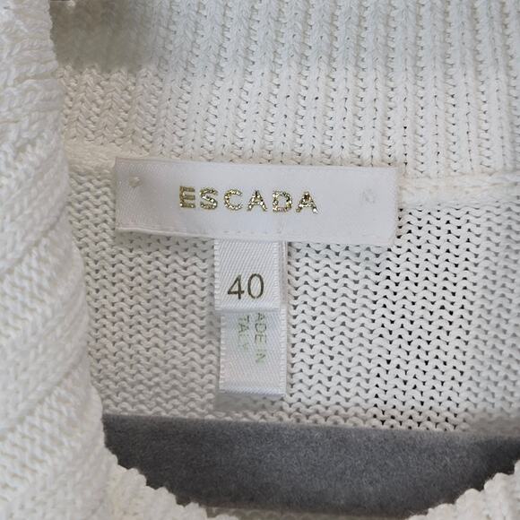 Escada White Knit Sweater Beaded Embellished Anchor Nautical Old Money Coastal - Picture 3 of 7